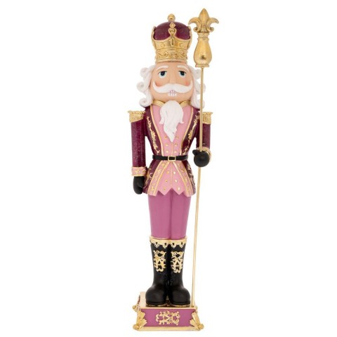 SCHIACCIANOCI IN RESINA ROSA NATALE CON SCETTRO 14X13X47CM